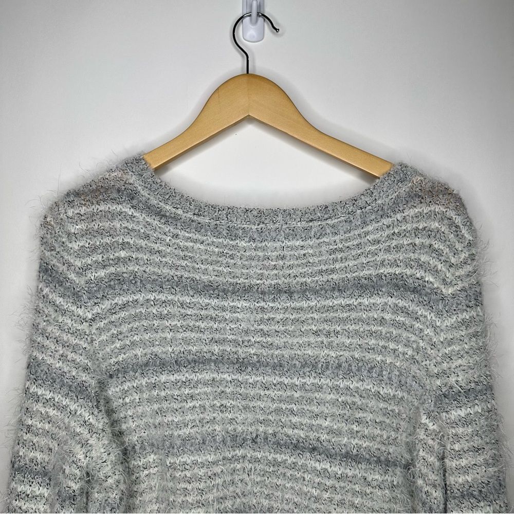Loft Gray White Wool Fuzzy Sweater XL #D0958 - Picture 9 of 14
